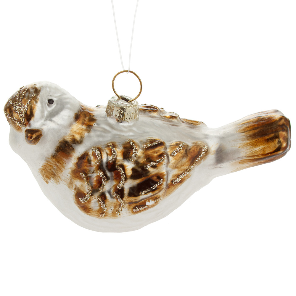 Glass christmas Bird Brown